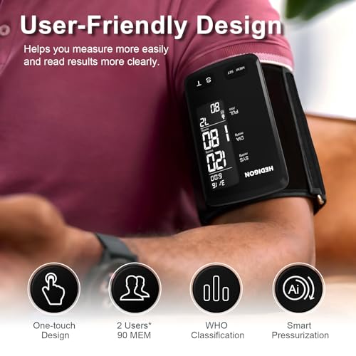 Large Upper Arm One-Piece Design Digital Blood Pressure Monitor (9" to 17") for Home Use with Rechargeable Lithium Batt