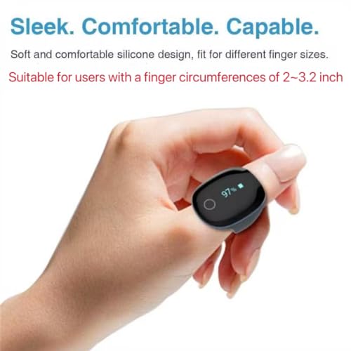 Wellue O2Ring Pulse Oximter for Health Monitoring - Bluetooth SPO2 Blood Oxygen Sensor with Vibration Notification, Free