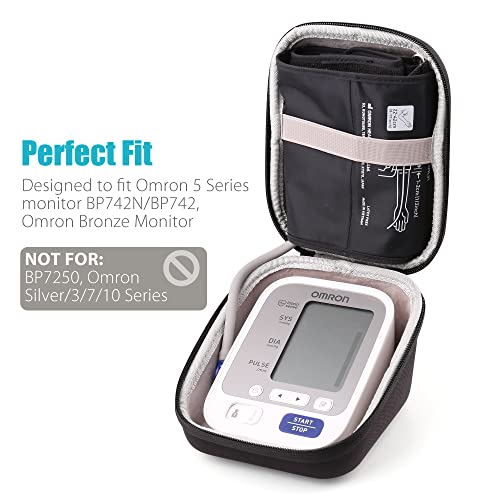 LotFancy Hard Case Travel Bag for Omron BP742N 5 Series Blood Pressure Monitor - Upper Arm Cuff, Fits Standard and Large
